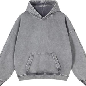 Adenorah Mens Oversized Hoodies Pullover Women Fall Acid Wash Plain Preppy Hoodie Streetwear Cotton Vintage Hooded Sweatshirt