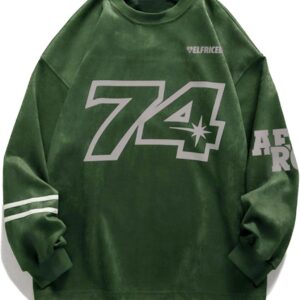 Aelfric Eden Oversized Crewneck Sweatshirts for Men Vintage Graphic Pullover Loose Fit Streetwear Long Sleeve Top