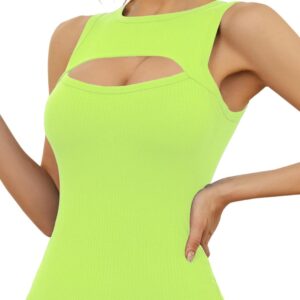 Afibi Womens Cutout Front Tops Sleeveless Shirts Ribbed Tanks Slim Fitted Y2K Sexy Basic Tee Shirt