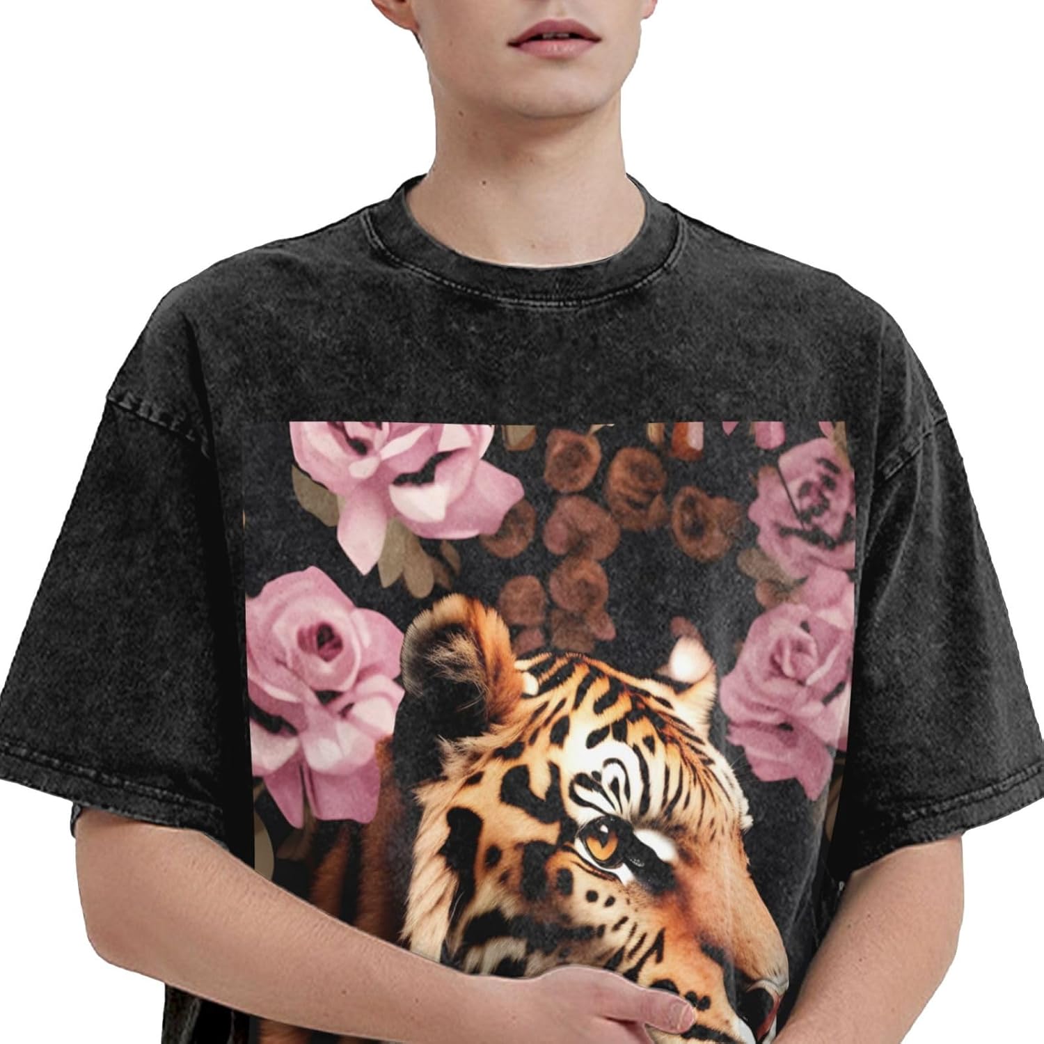 Animal Tiger Leopard Print Print Men's Oversized Cotton Summer T-Shirts Vintage Tee Loose Fit Short Sleeve Casual Tshirts - Image 3