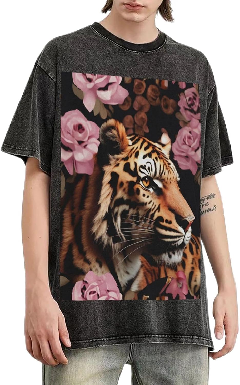 Animal Tiger Leopard Print Print Men's Oversized Cotton Summer T-Shirts Vintage Tee Loose Fit Short Sleeve Casual Tshirts