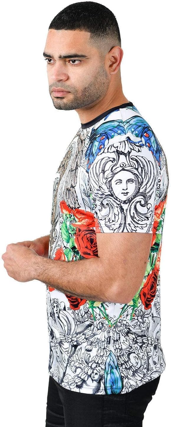 Barabas Men's Rhinestone Medusa Floral Baroque Design T-Shirt STP3003 - Image 6