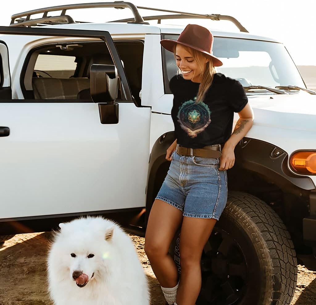 Beautiful Printed Heavy Cotton T-Shirt - Graphic Tee Shirt - Geometric - Image 4