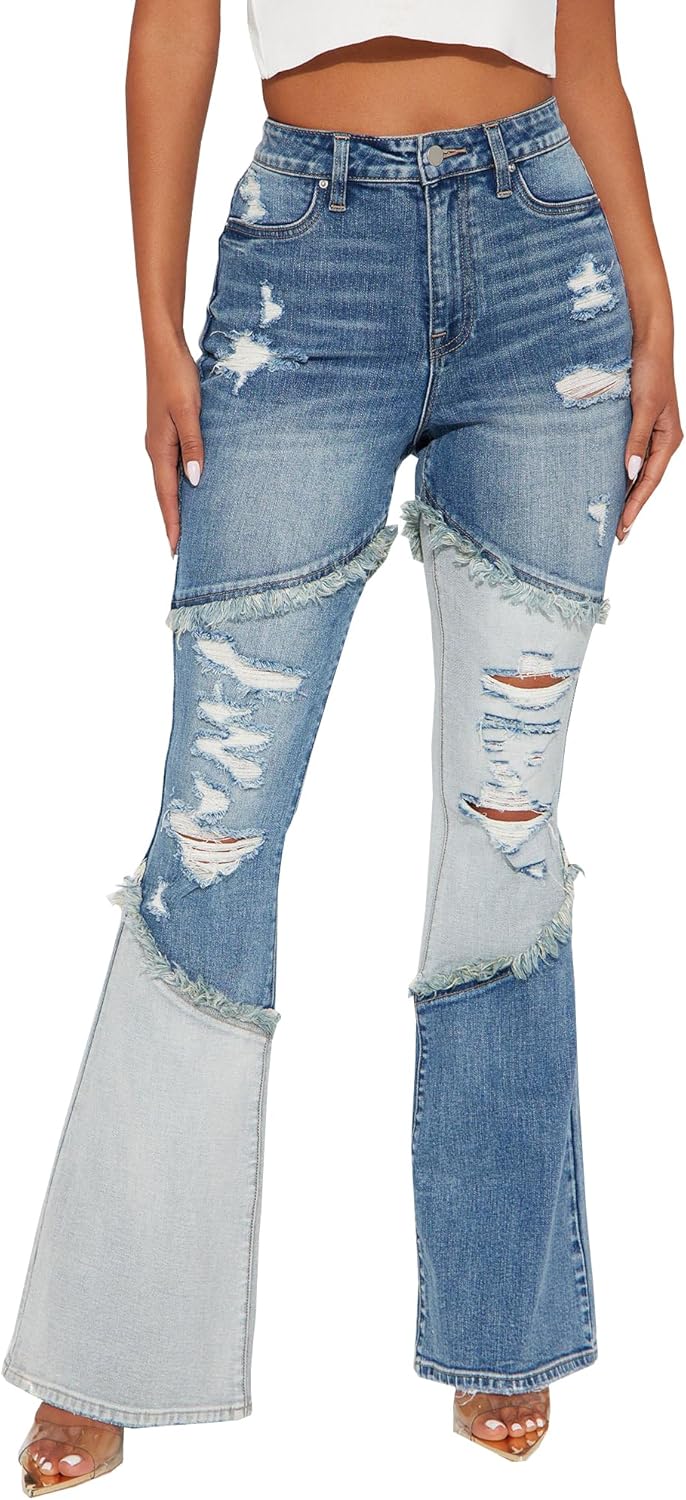 BessCops Women's Boyfriend Jeans Stretchy Ripped Distressed Denim Mom Jean Pants - Image 12