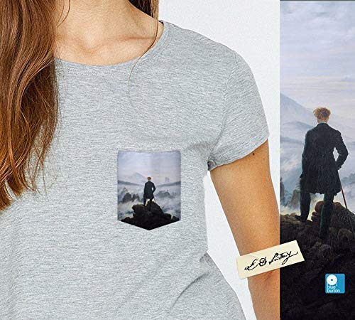 Caspar David Friedrich The Wanderer Above The Sea T-Shirt, Canvas Art Print Tee, 100% Cotton Tee for Men and Women - Image 2