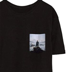 Caspar David Friedrich The Wanderer Above The Sea T-Shirt, Canvas Art Print Tee, 100% Cotton Tee for Men and Women
