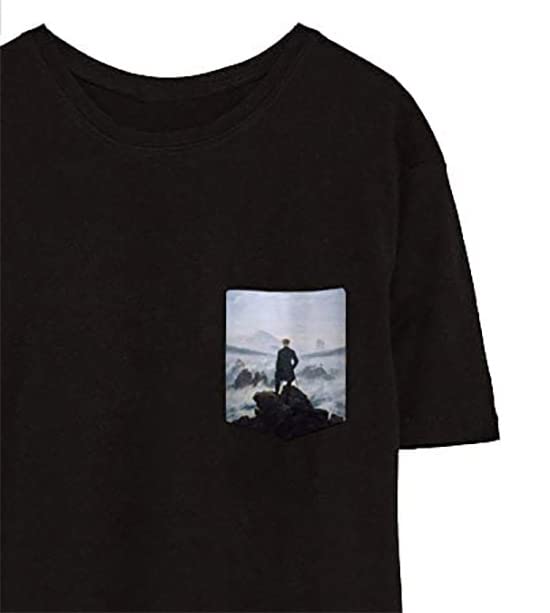 Caspar David Friedrich The Wanderer Above The Sea T-Shirt, Canvas Art Print Tee, 100% Cotton Tee for Men and Women
