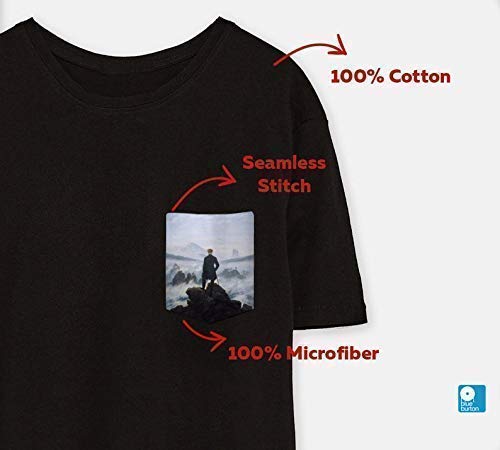 Caspar David Friedrich The Wanderer Above The Sea T-Shirt, Canvas Art Print Tee, 100% Cotton Tee for Men and Women - Image 3