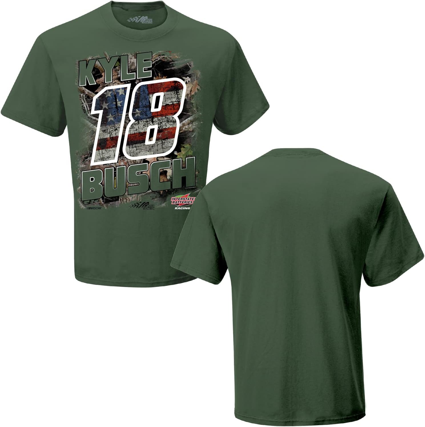 Checkered Flag Sports NASCAR Camo Patriotic T-Shirt - USA Driver\/Sponsor Short Sleeve Shirt Automotive Racing Apparel