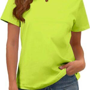 Cotton Basic T Shirts for Women,Crew Neck Short Sleeve Summer Shirts,Solid Loose Fit Tshirt, Plain Workout Tops, Undershirts
