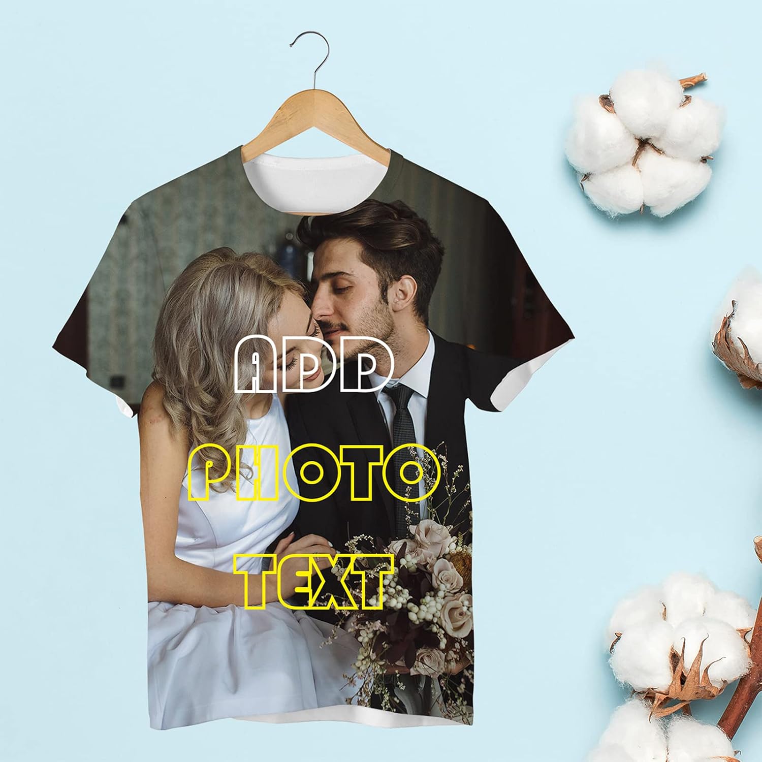 Custom All Over Print T-Shirt, Customized Shirt Design Photo, Text, Picture, Image, Graphics, Custom Message Shirt, Personalized Face T-Shirt, Fast Delivery, M White - Image 3