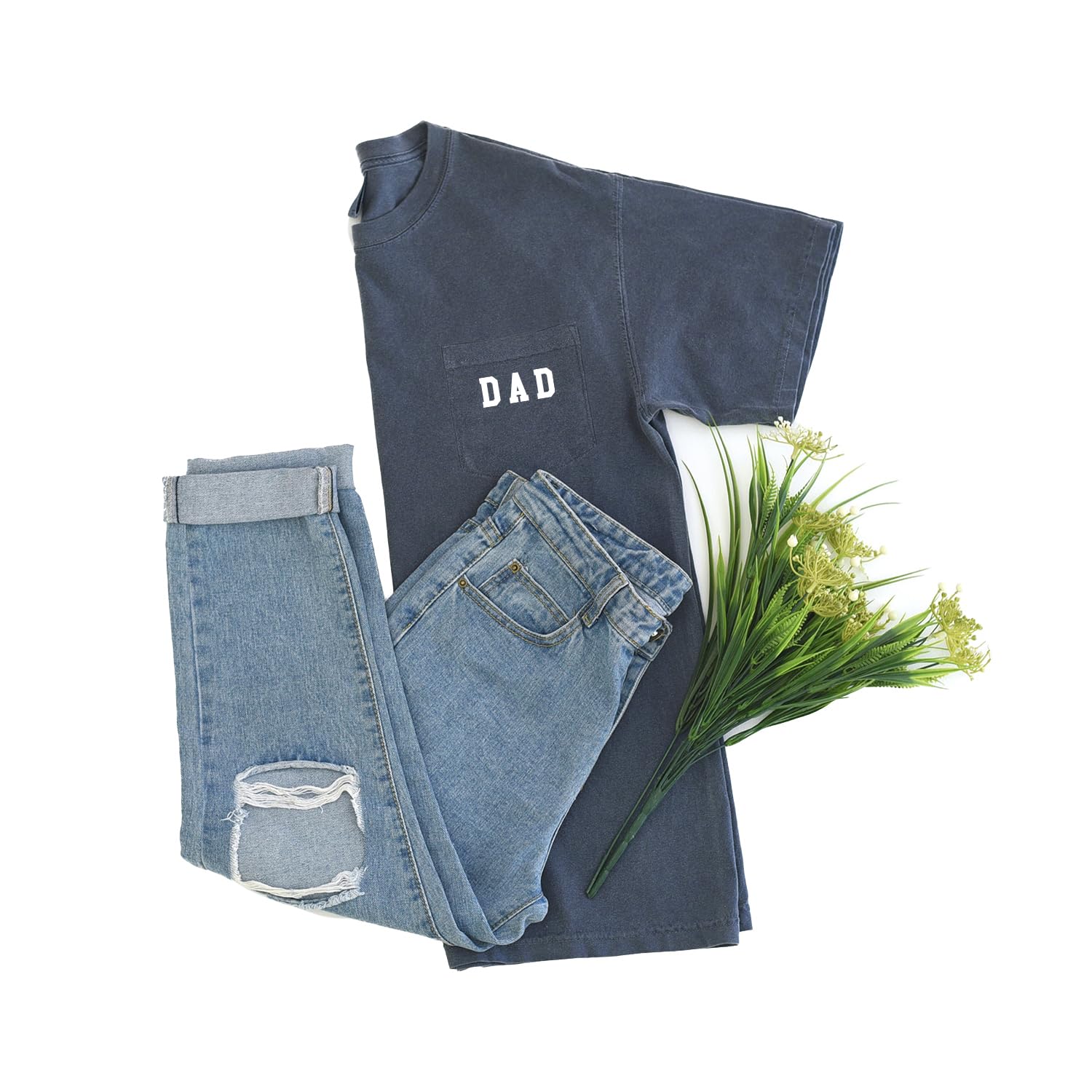 Dad Pocket Shirts for Men Daddy Garment Dyed Letter Printed T-Shirt Mama Graphic Tee Casual Short Sleeve Tops Tee - Image 5