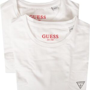 Guess Men's t-Shirt Pack of 2 Items Short Sleeve Crew Neck Stretch Cotton Printed Logo Item U97G02JR003, A009 Optic White, Medium