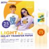 HTVJOYDO Iron-On Heat Transfer Paper for T-Shirts, 25 Sheets 8.5x11", Iron on Vinyl for Light Fabric, Printable Heat Transfer Vinyl for Inkjet Printer, Perfect for Summer Crafts