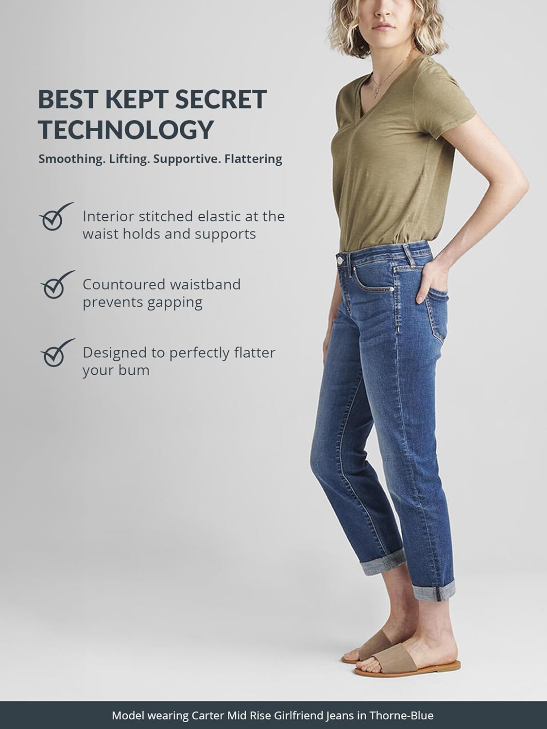 Jag Jeans Women's Petite Carter Mid Rise Girlfriend Jeans-Legacy - Image 7