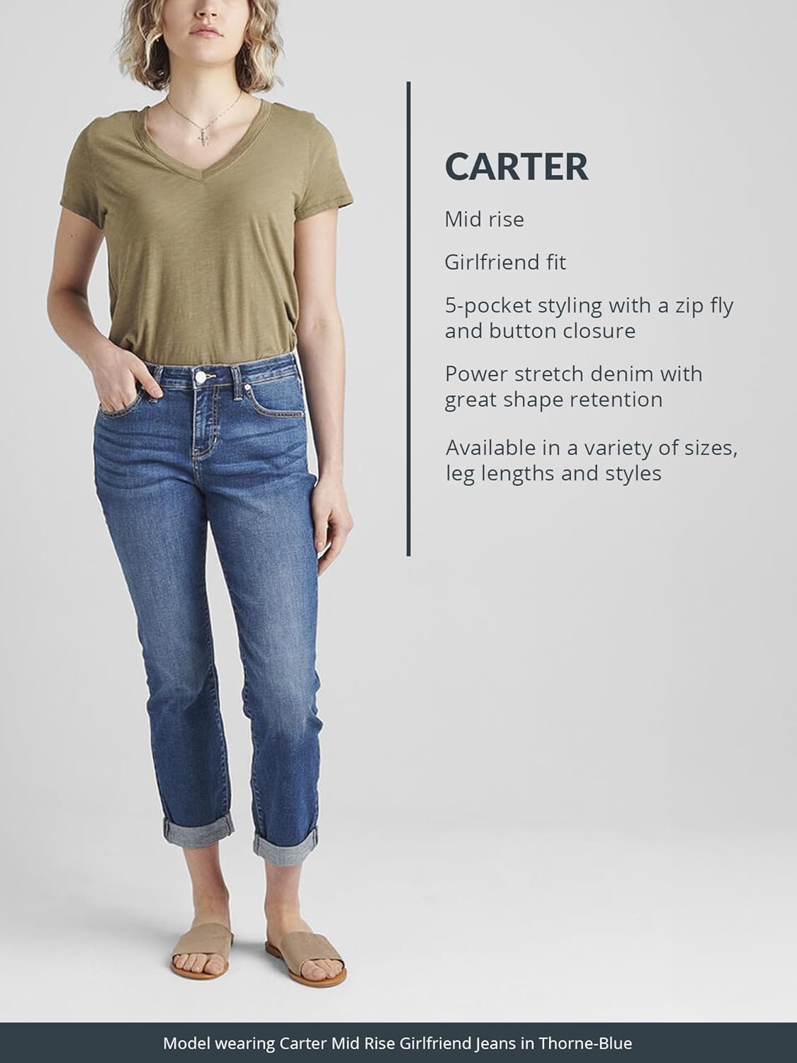 JAG Jeans Women's Petite Carter Mid Rise Girlfriend Jeans-Legacy - Image 6