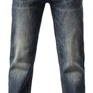 Jeans Slim Fit Straight Leg Pants Versatile Retro Casual Long Pants(33) Blue
