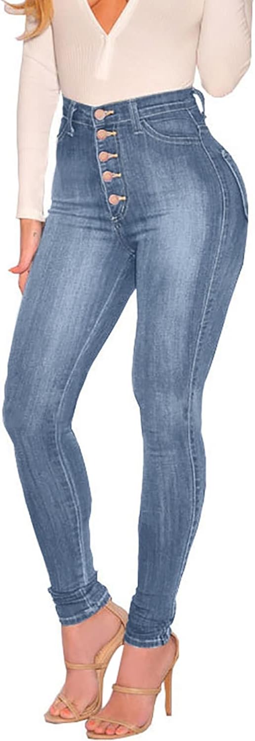 KUNMI Womens Curvy High Waist Stretch Butt Lifting Skinny Colombian Jeans - Image 13