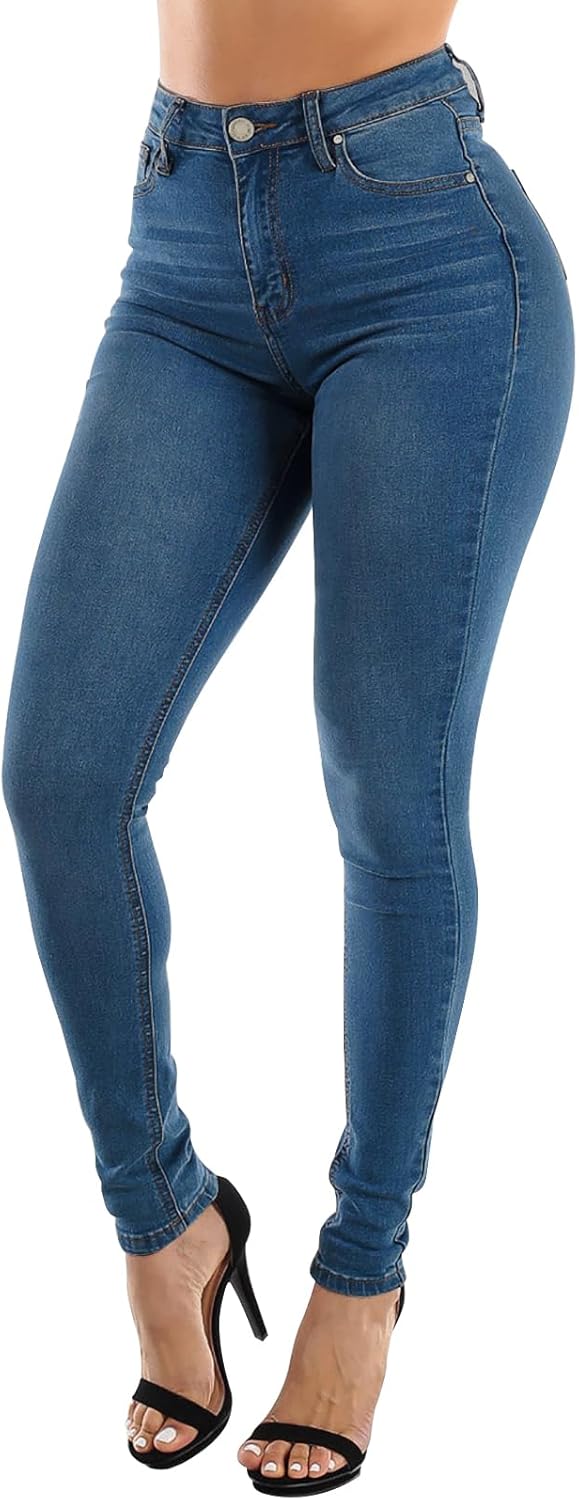 KUNMI Womens Curvy High Waist Stretch Butt Lifting Skinny Colombian Jeans - Image 3