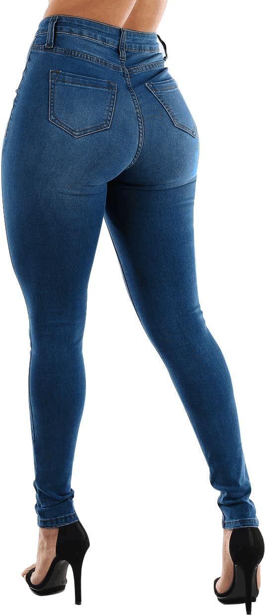 KUNMI Womens Curvy High Waist Stretch Butt Lifting Skinny Colombian Jeans - Image 4