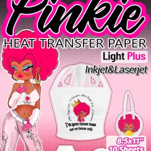 Lovein Pinkie Iron on Heat Transfer Paper for T Shirts (10 Sheets, 8.5x11'', Light Plus) Printable Heat Transfer Vinyl for Laserjet & Inkjet Printer Iron on Transfers Paper for Light Fabric (PK-L3-10)