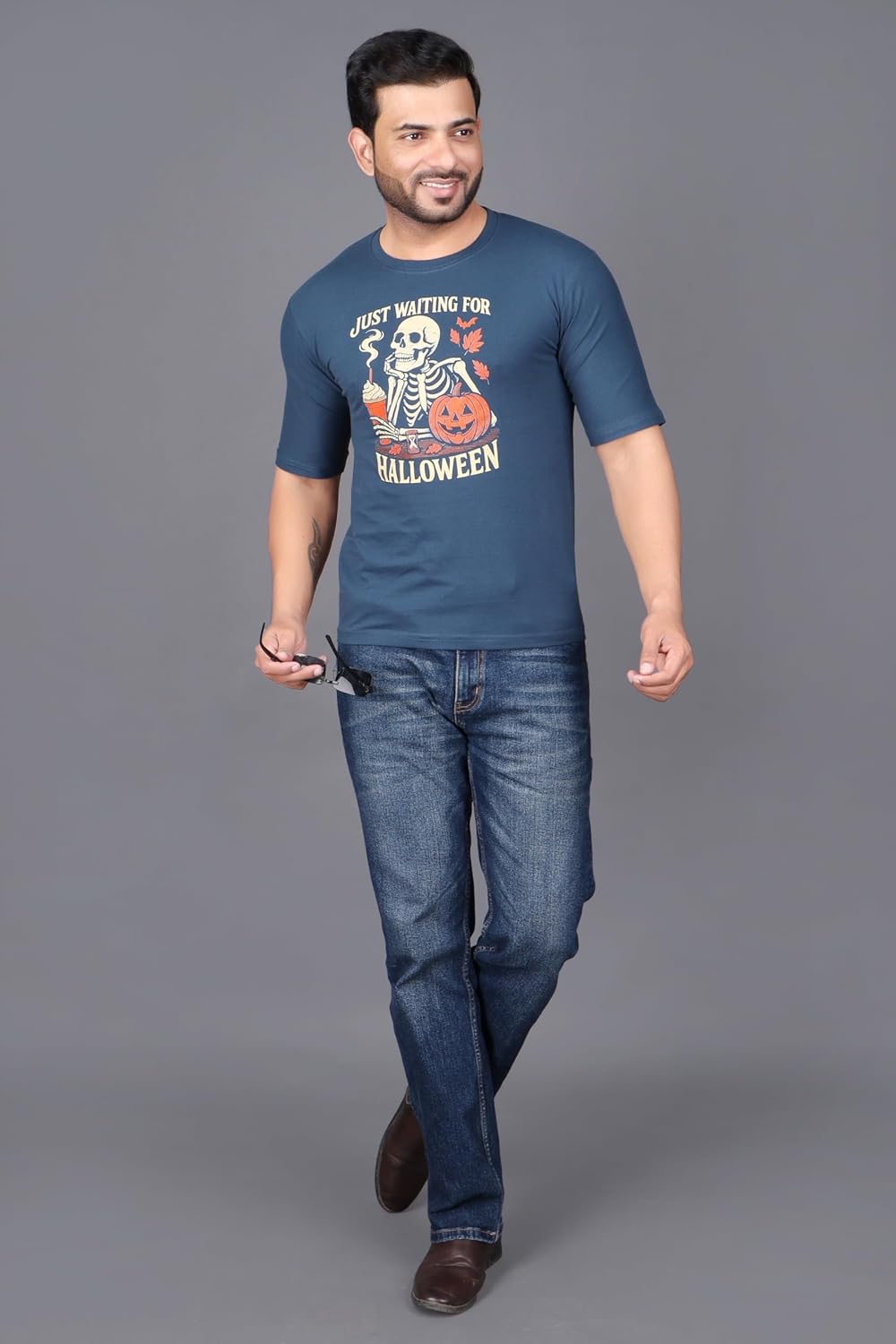Men\u2019s Halloween Graphic T-Shirt \u2013 Halloweentown Pumpkin Print \u2013 Casual Round Neck Half Sleeve Cotton Tee - Image 4