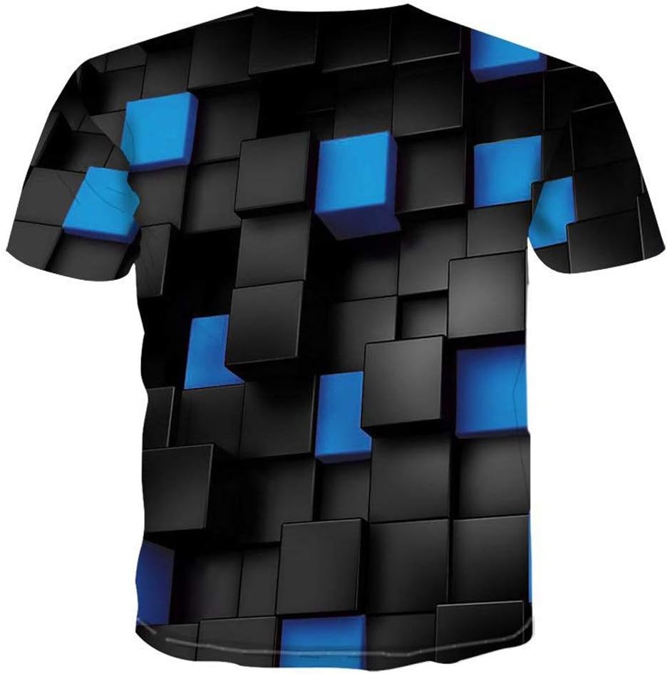 NSUQOA JSEIAJB Large Size Men T-Shirt Geometric Circle 3D Printed Top Tees Fashion O-Neck Short Sleeve Casual Loose Men Shirts(D,XL Code) - Image 3