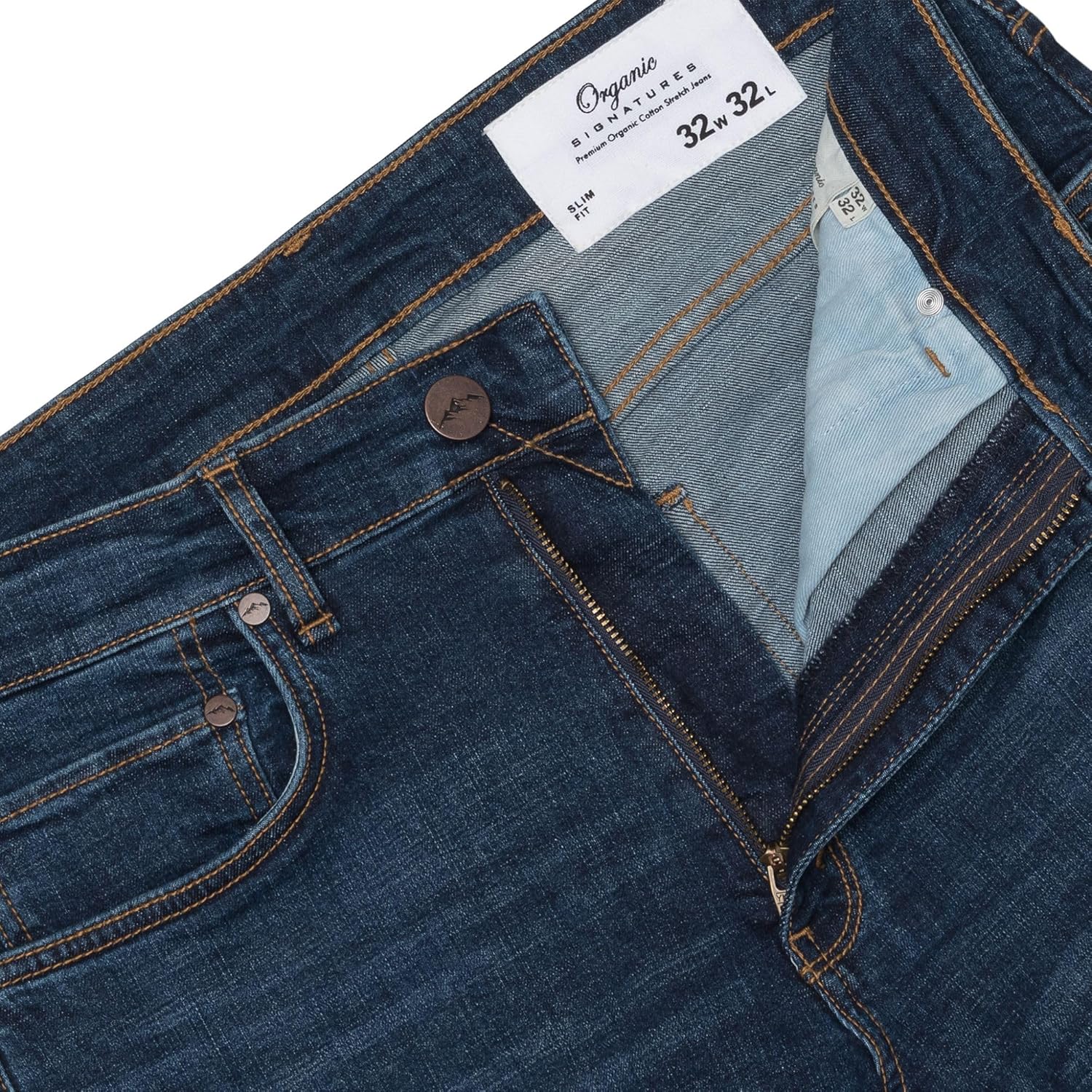 Organic Signatures Mens Jeans Stretch Denim Slim Fit Tapered Leg Soft Cotton - Image 4