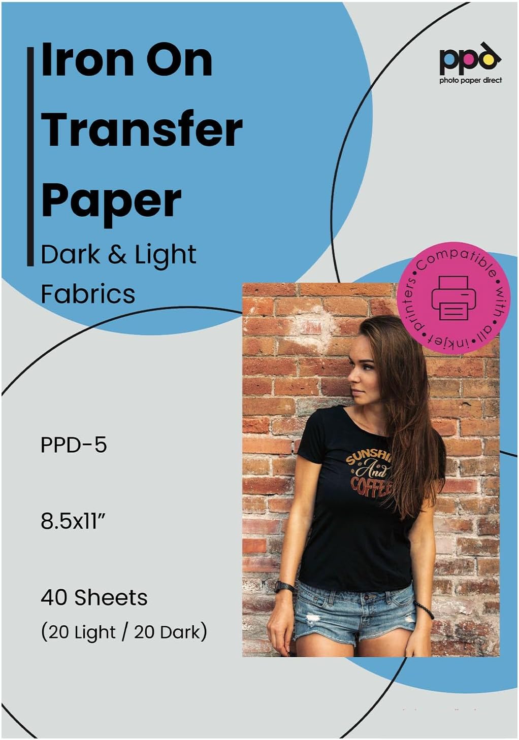 PPD 10 Sheets 8.5x11\u201D - Inkjet Iron-on Heat Transfer Paper for White & Light Fabric and T-Shirts - Premium - PPD-1-10 - Image 10
