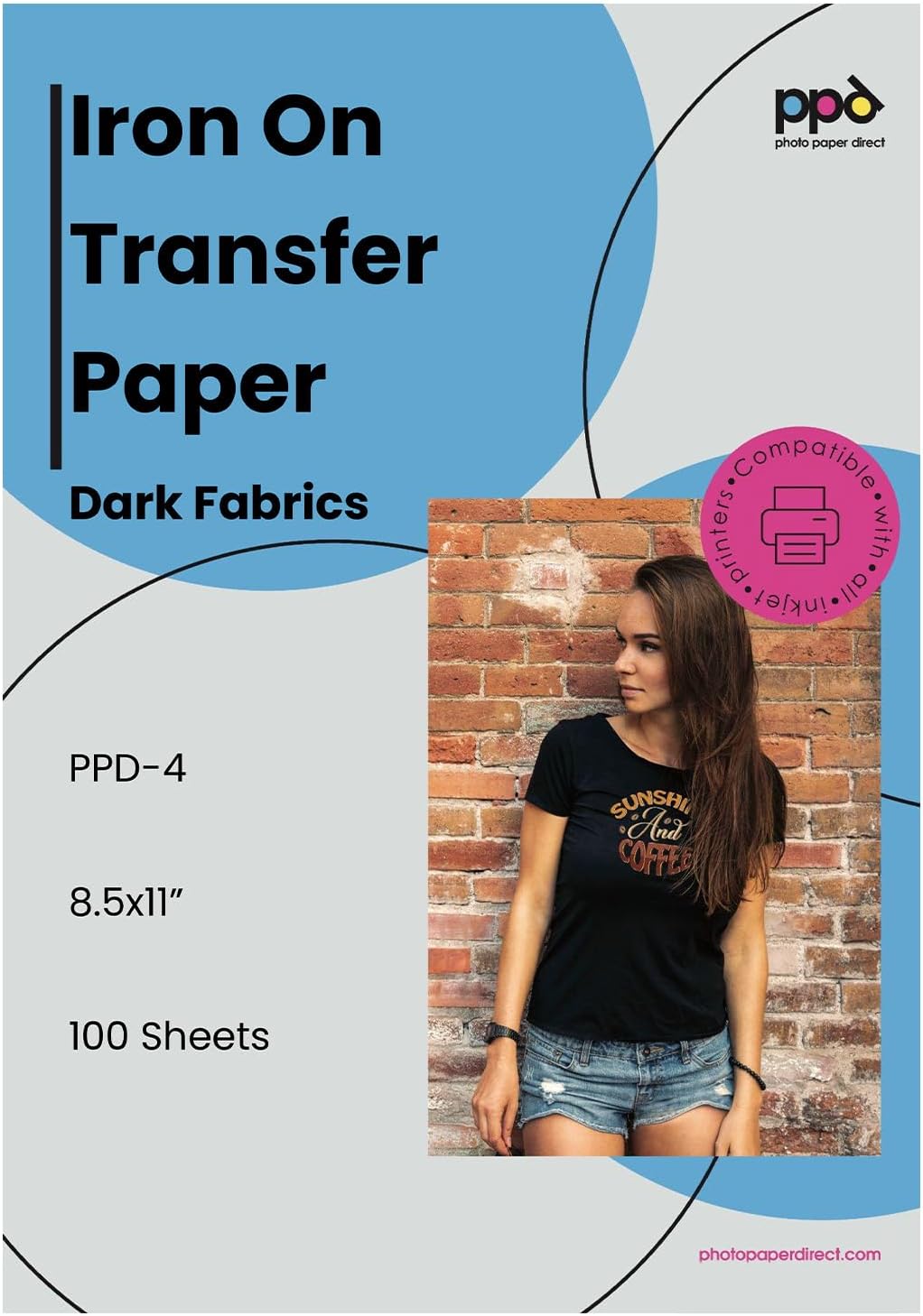 PPD 5 Sheets 8.5x11" - Inkjet Iron-on Heat Transfer Paper for Black & Dark Fabric and T-Shirts - Premium - PPD-4-5 - Image 9