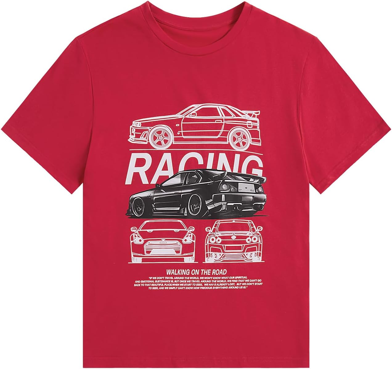 RoseSeek Women's Graphic Letter Tee Crew Neck Drop Shoulder Trendy Summer T Shirt Short Sleeve Vintage Car Print Top - Image 35