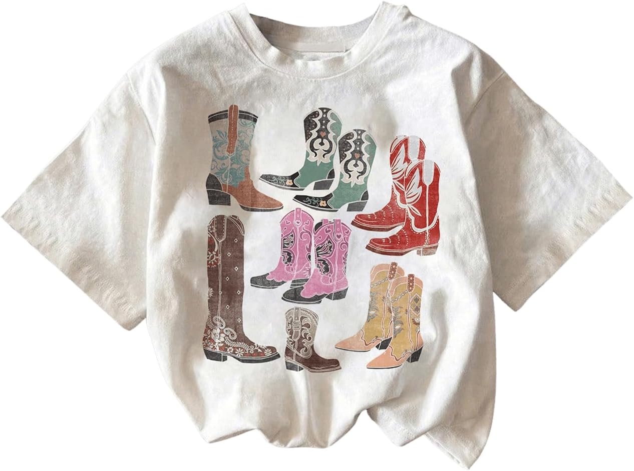 RoseSeek Women's Graphic Letter Tee Crew Neck Drop Shoulder Trendy Summer T Shirt Short Sleeve Vintage Car Print Top - Image 24