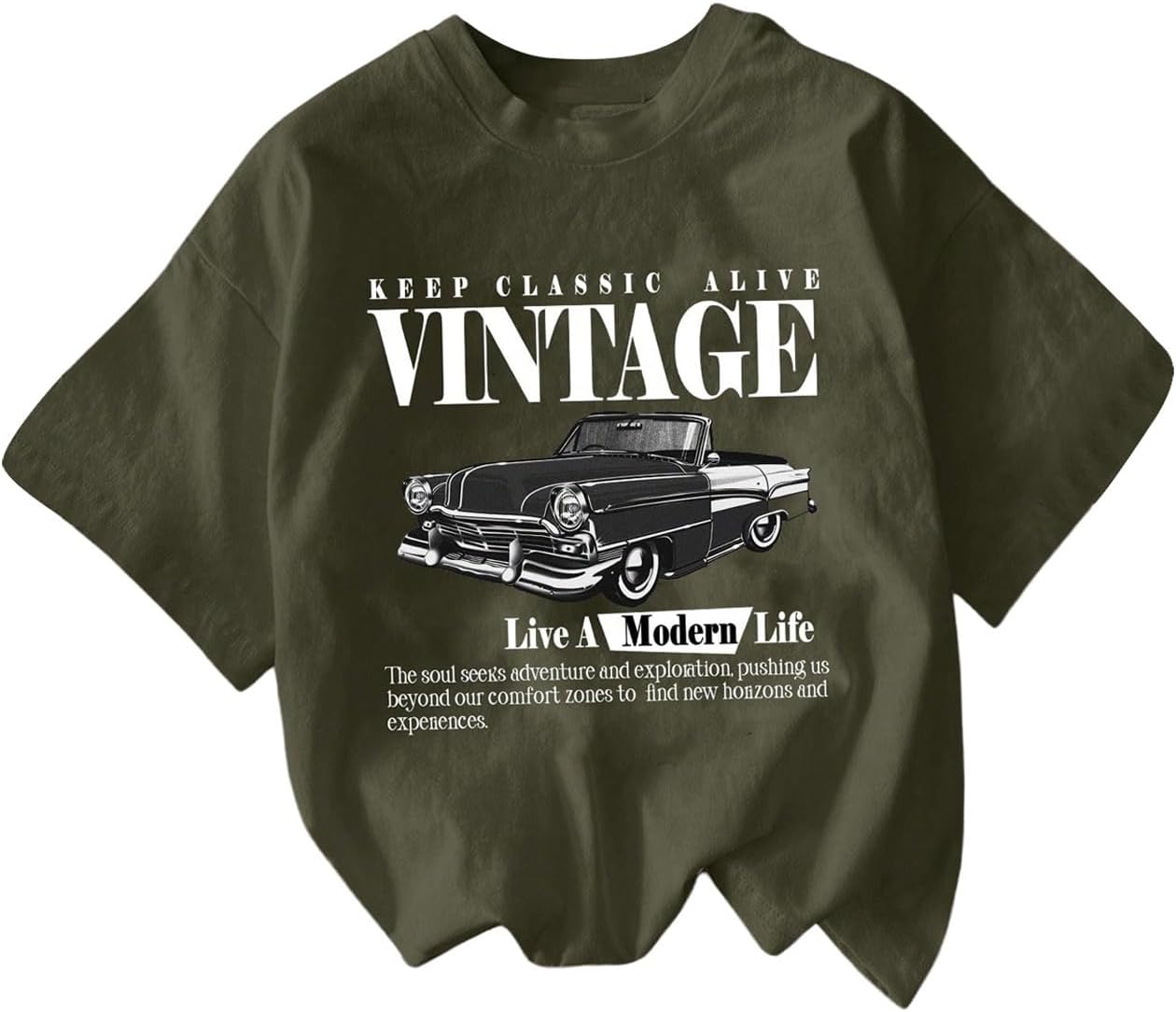 RoseSeek Women's Graphic Letter Tee Crew Neck Drop Shoulder Trendy Summer T Shirt Short Sleeve Vintage Car Print Top - Image 37