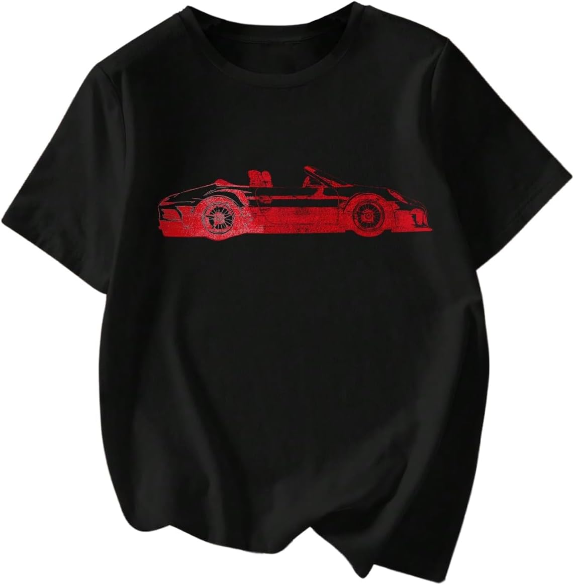 RoseSeek Women's Graphic Letter Tee Crew Neck Drop Shoulder Trendy Summer T Shirt Short Sleeve Vintage Car Print Top - Image 36