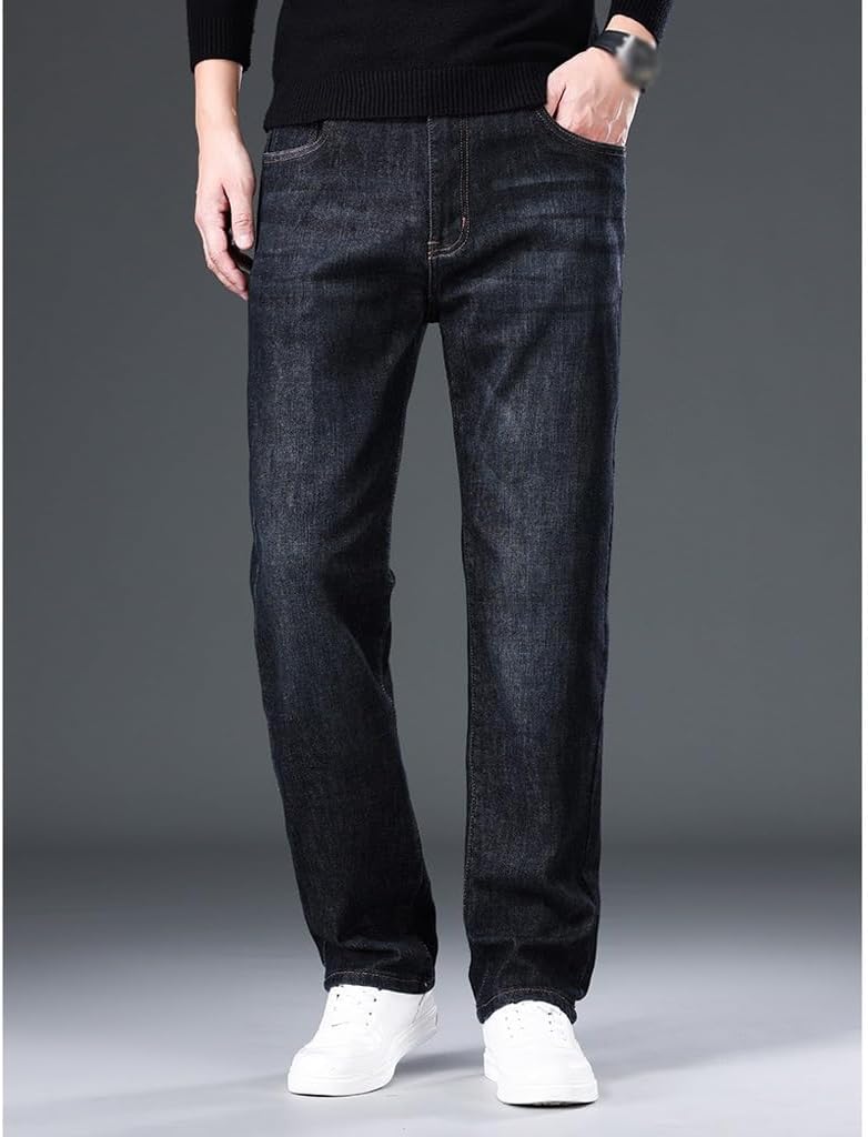 Spring and Autumn Jeans Loose Straight Leg Pants Versatile Elastic Pants(30) Blue - Image 3