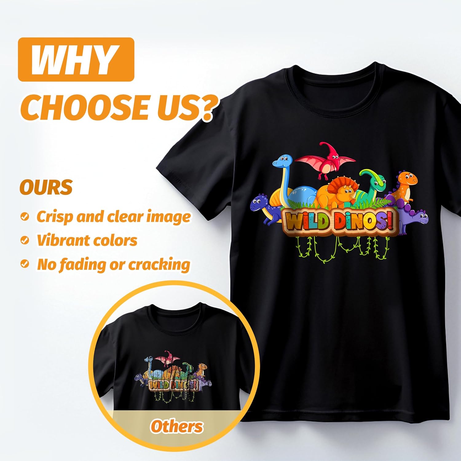 TransOurDream Dark Heat Transfer Paper for Inkjet Printer (20 Sheets, 8.5x11") Iron on Transfers for Dark Fabric, Printable Heat Transfer Vinyl for T Shirts, Stretchable & Washable - Image 3