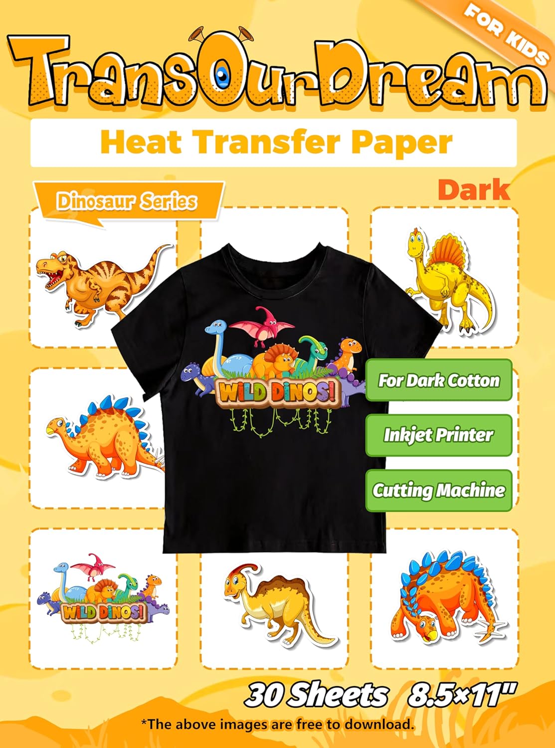 TransOurDream Dark Heat Transfer Paper for Inkjet Printer (20 Sheets, 8.5x11") Iron on Transfers for Dark Fabric, Printable Heat Transfer Vinyl for T Shirts, Stretchable & Washable - Image 12