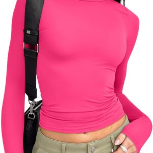Trendy Queen Womens Long Sleeve T Shirts Fall Fashion 2025 Basic Crop Tops Going Out Outfits Y2k Clothes