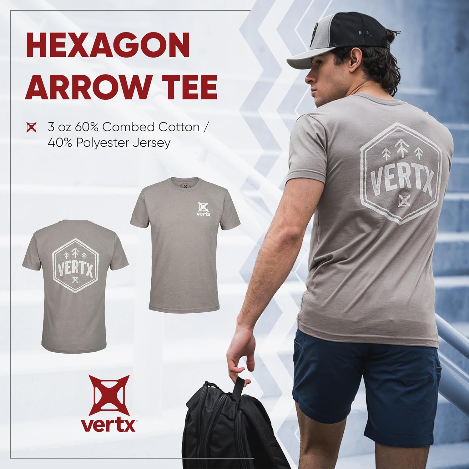 Vertx Hexagon Arrow Graphic Tee for Men, Tactical T-Shirts, Short Sleeve, Premium Cotton Blend Clothing - Image 5