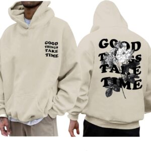 Wedsadl Graphic Streetwear Hoodies For Men Vintage Hoodie Inspirational Retro Floral Sweatshirt Postive Cotton Pullover Tops