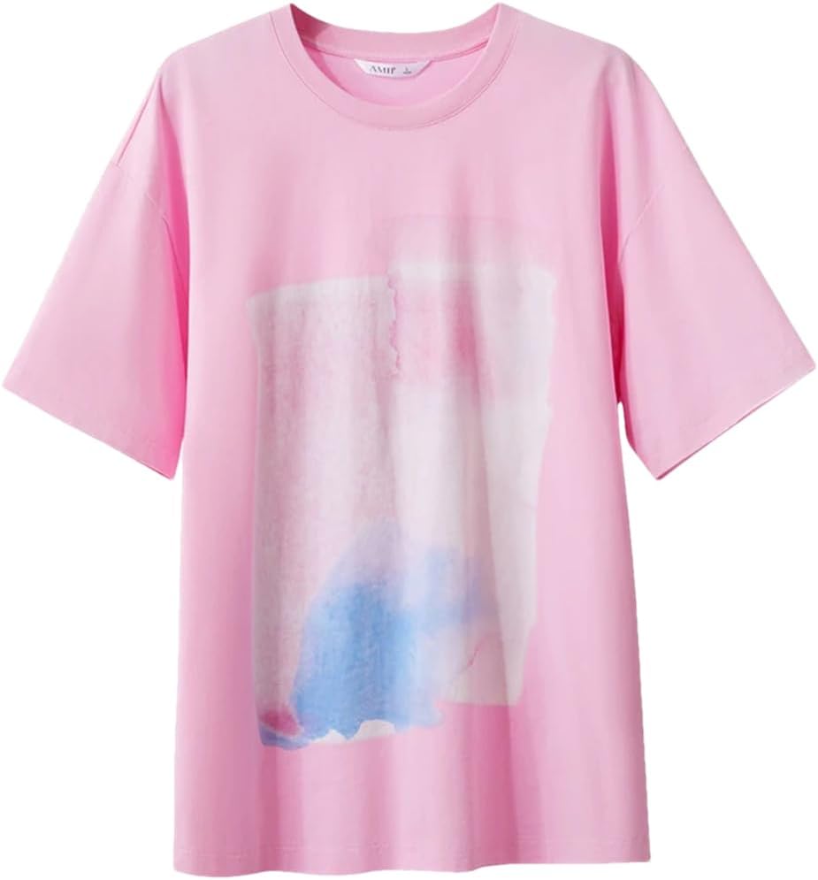 Women T-Shirts Casual Round Neck Printing Cotton Loose Tee Tops Short Sleeves - Image 7