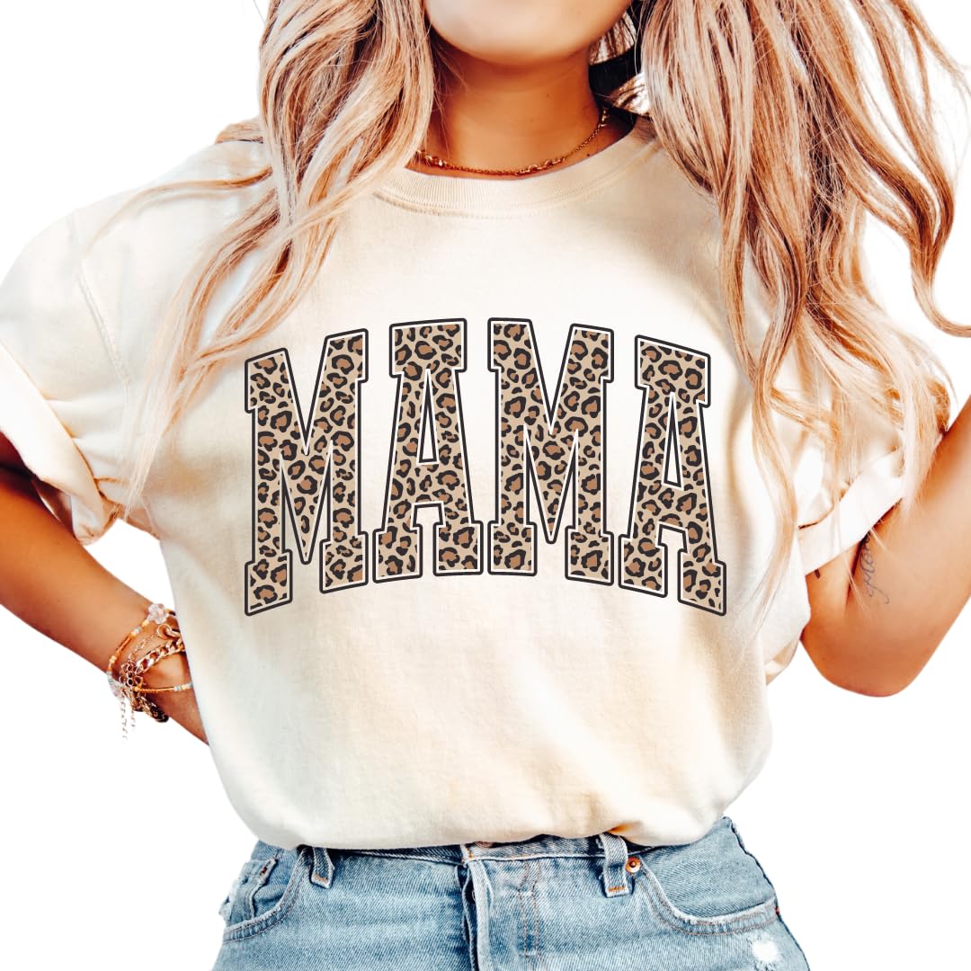 Womens Mama Leopard Print T-Shirts Short Sleeve Mama Shirts Cheetah Mom Graphic Tees Tops Mother's Day Shirt - Image 3