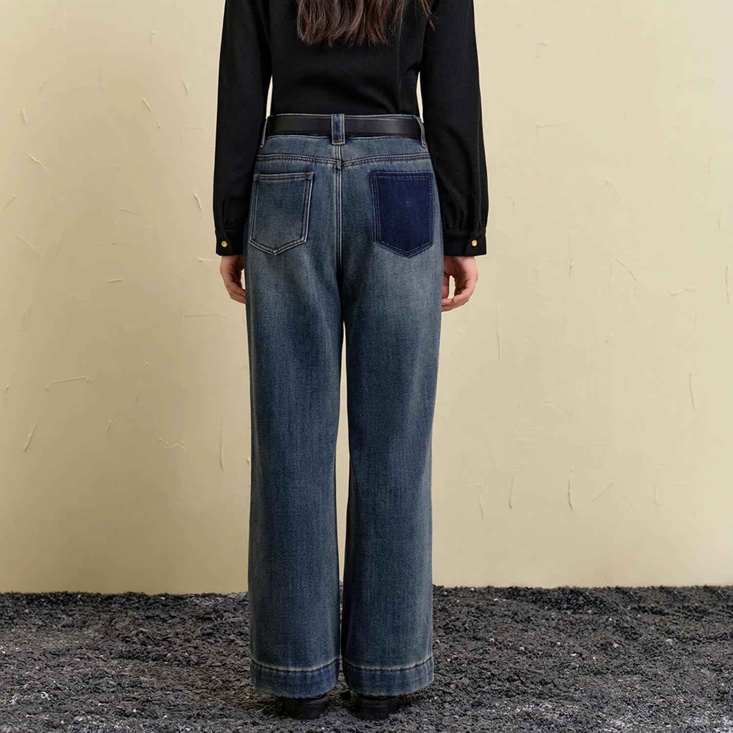 Women's Plus Size High Waist Straight Jeans Blue Loose Fit Cotton Denim Pants - Image 3