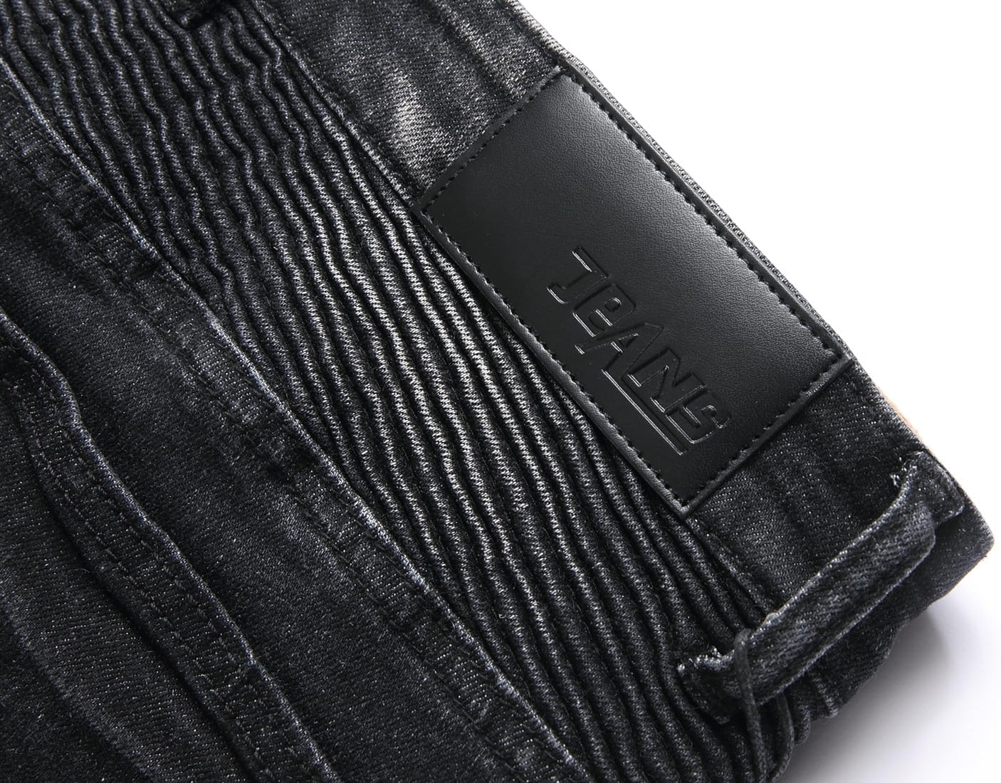 XIMXIMMTIAN Men's Biker Moto Washed Distressed Slim Fit Straight Jeans Denim - Image 6