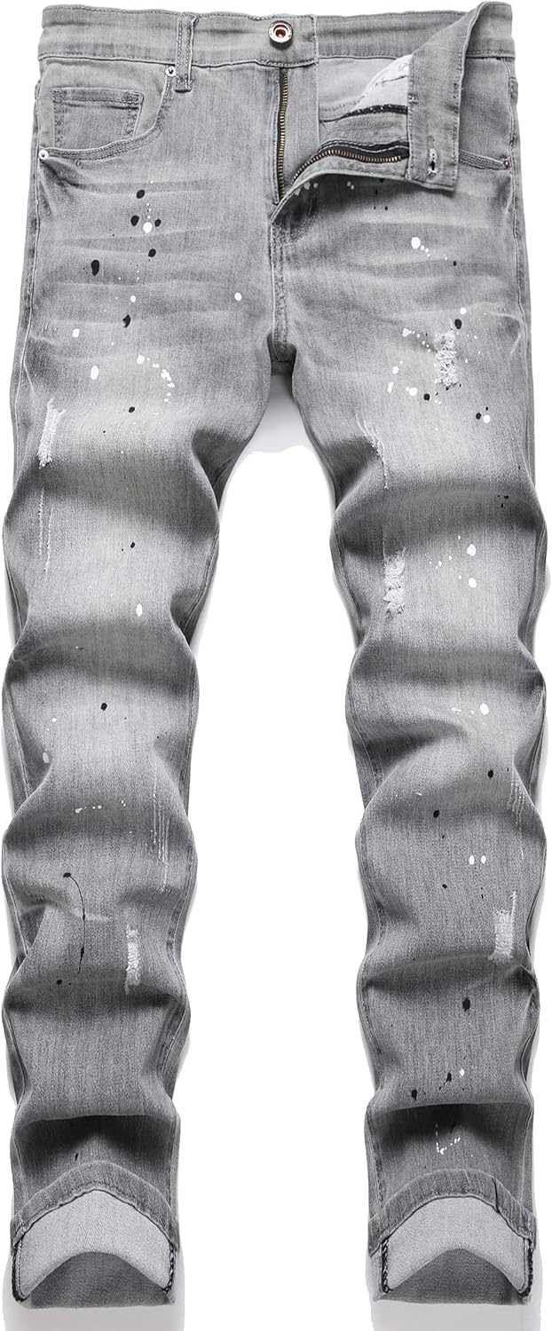 XIMXIMMTIAN Mens Slim Fit Jeans Stretch Ripped Biker Jeans for Men Fashion Straight Comfort Flex Waist Casual Denim Pants - Image 20