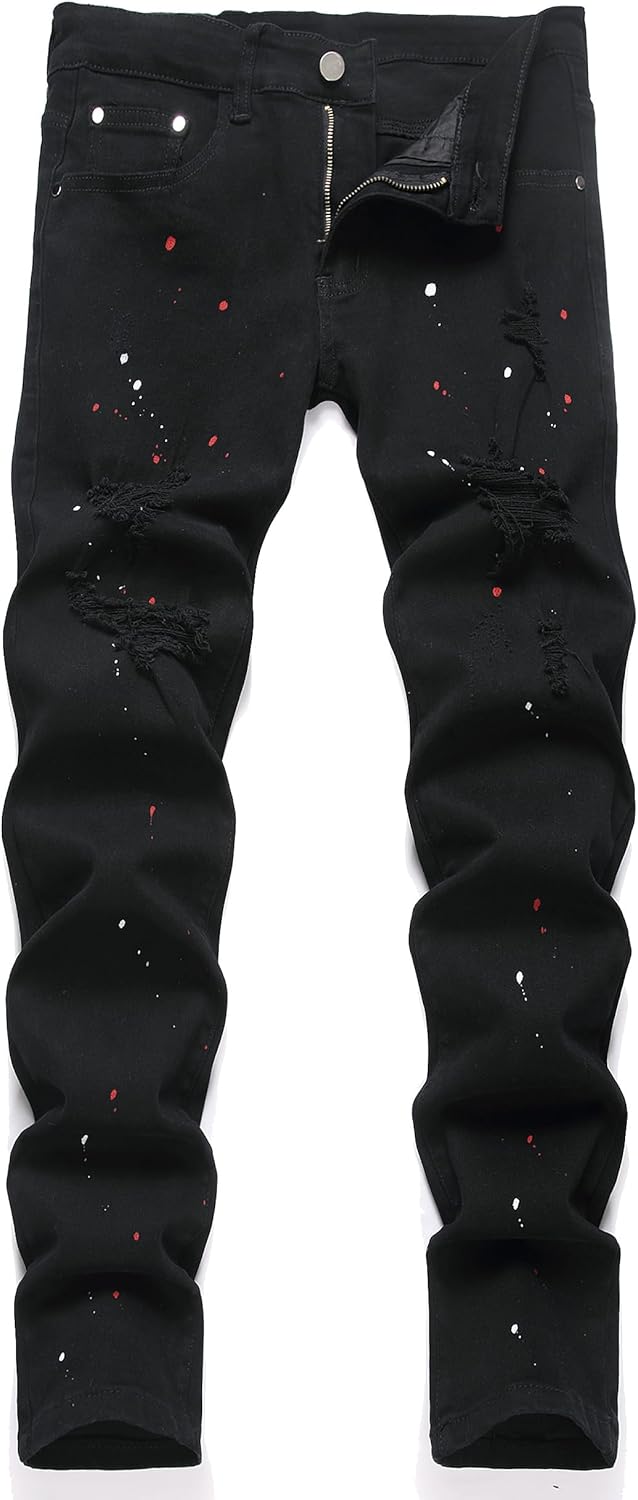 XIMXIMMTIAN Mens Slim Fit Jeans Stretch Ripped Biker Jeans for Men Fashion Straight Comfort Flex Waist Casual Denim Pants - Image 11