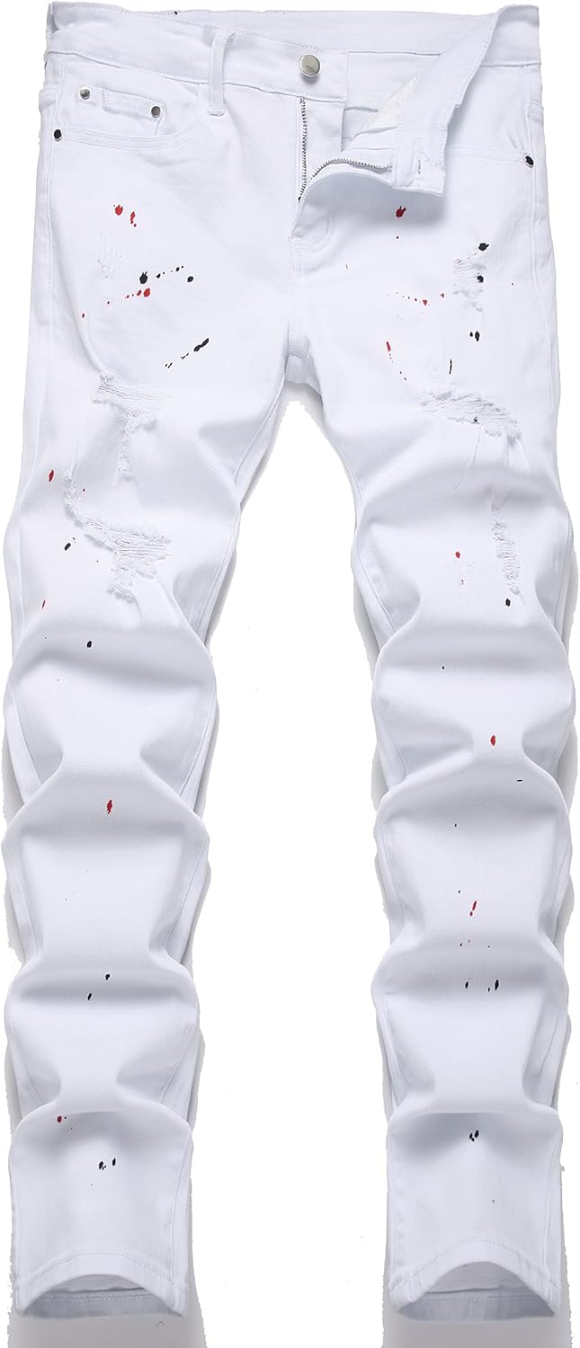 XIMXIMMTIAN Mens Slim Fit Jeans Stretch Ripped Biker Jeans for Men Fashion Straight Comfort Flex Waist Casual Denim Pants - Image 19