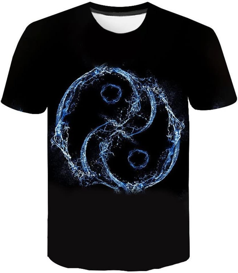 ZUIAI Men 3D Printed T Shirt Tee Round Collar Loose Casual T-Shirt Streetwear Breathable Short Sleeve