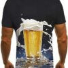 ZUIAI Trends Shirt Beer 3D Printing Men's Tshirt Short Sleeve Black T Shirt Funny O-Neck